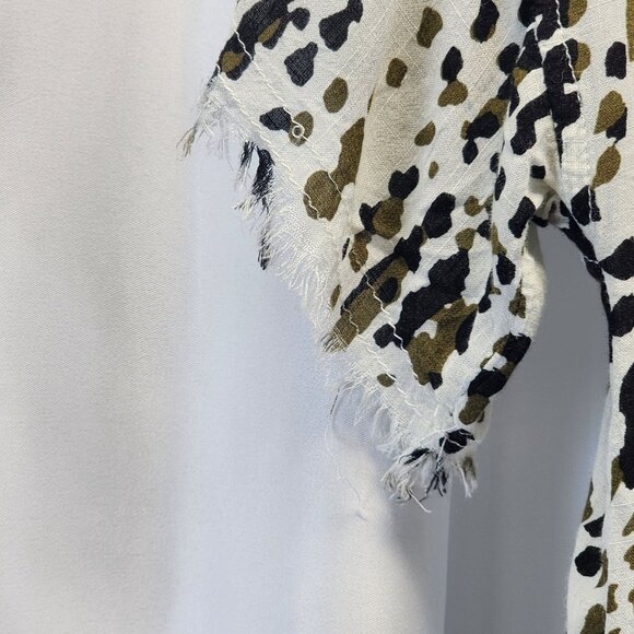 Womens For The Republic Abstract Jungle Dot Rayon Button-Front Shirt - Picture 8 of 12